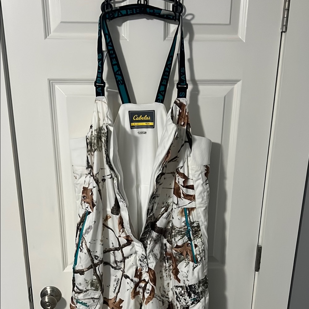Cabela's Camouflage Overalls with Teal Accents